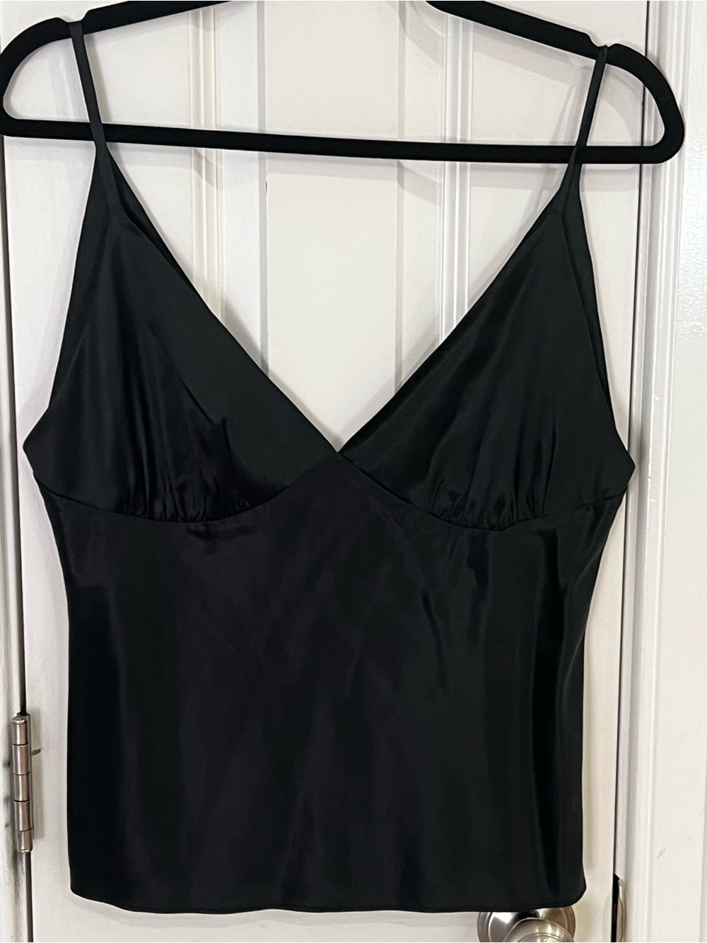Express Black Satin V-Neck Slip Cami